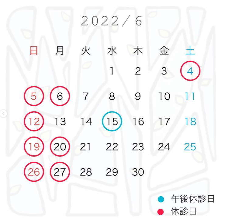 6月の休診日